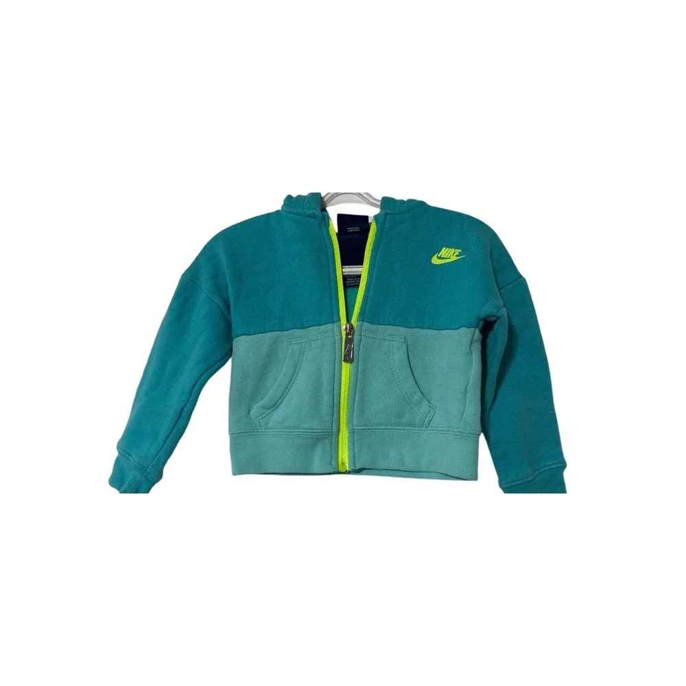 Nike Toddler Girls 24‎ Month Teal Mint Color Block Zip Up Hoodie Jacket